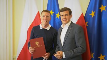 Minister Sportu i Turystyki Witold Bańka oraz Cezariusz Piórczyk – trener Zofii Klepackiej